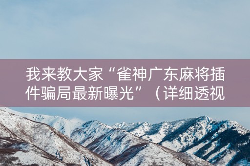 我来教大家“雀神广东麻将插件骗局最新曝光”（详细透视教程）-哔哩哔哩
