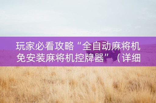 玩家必看攻略“全自动麻将机免安装麻将机控牌器”（详细透视教程）-哔哩哔哩