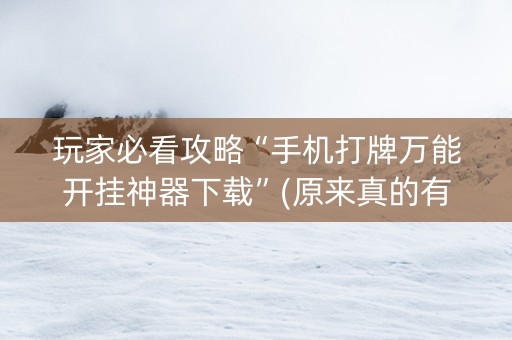 玩家必看攻略“手机打牌万能开挂神器下载”(原来真的有挂)-知乎
