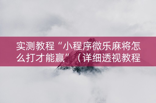 实测教程“小程序微乐麻将怎么打才能赢”（详细透视教程）-哔哩哔哩