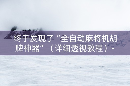 终于发现了“全自动麻将机胡牌神器”（详细透视教程）-哔哩哔哩