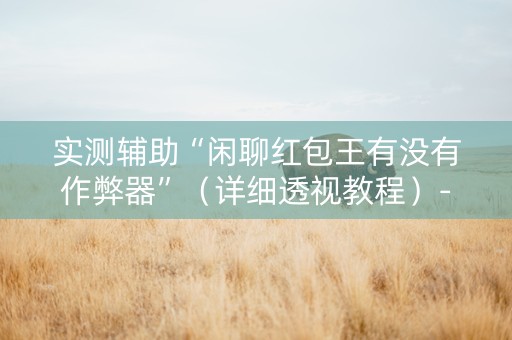 实测辅助“闲聊红包王有没有作弊器”（详细透视教程）-哔哩哔哩