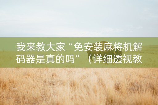 我来教大家“免安装麻将机解码器是真的吗”（详细透视教程）-哔哩哔哩