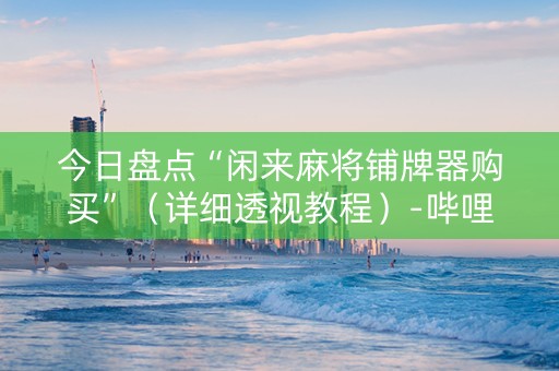 今日盘点“闲来麻将铺牌器购买”（详细透视教程）-哔哩哔哩