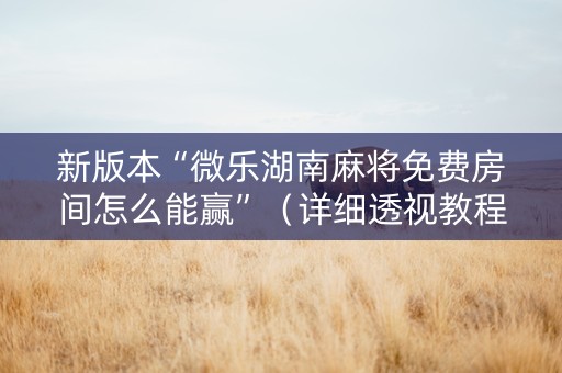 新版本“微乐湖南麻将免费房间怎么能赢”（详细透视教程）-哔哩哔哩