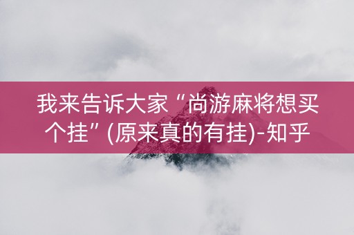 我来告诉大家“尚游麻将想买个挂”(原来真的有挂)-知乎