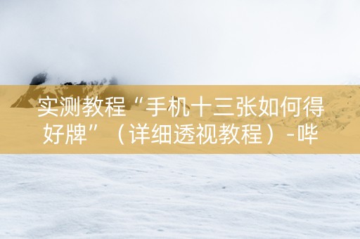 实测教程“手机十三张如何得好牌”（详细透视教程）-哔哩哔哩