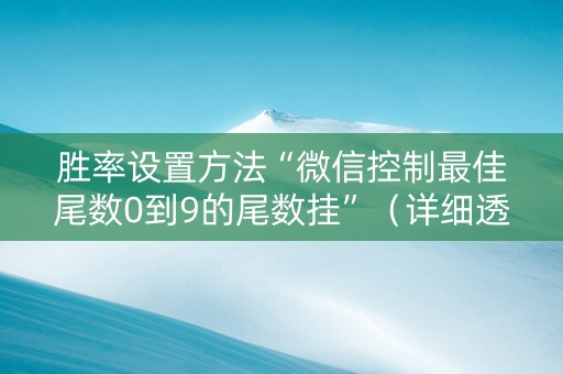 胜率设置方法“微信控制最佳尾数0到9的尾数挂”（详细透视教程）-哔哩哔哩