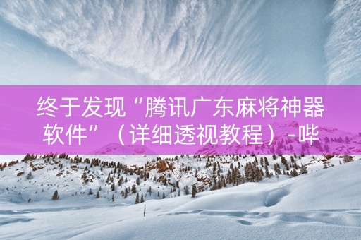 终于发现“腾讯广东麻将神器软件”（详细透视教程）-哔哩哔哩
