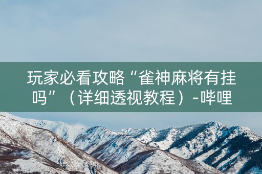 玩家必看攻略“雀神麻将有挂吗”（详细透视教程）-哔哩哔哩