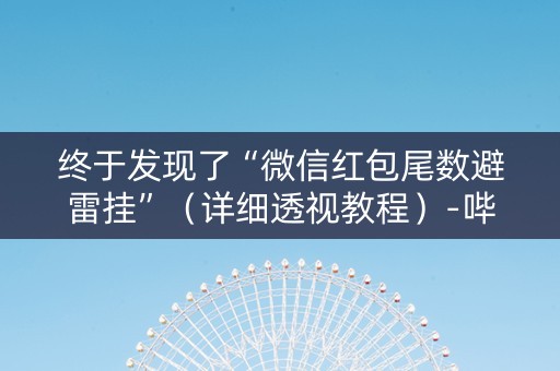 终于发现了“微信红包尾数避雷挂”（详细透视教程）-哔哩哔哩