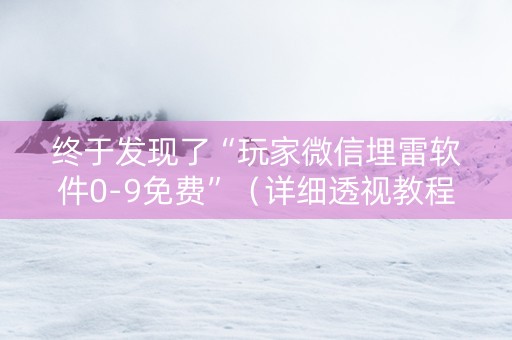 终于发现了“玩家微信埋雷软件0-9免费”（详细透视教程）-哔哩哔哩