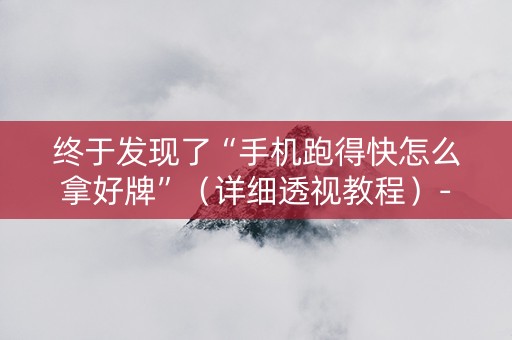 终于发现了“手机跑得快怎么拿好牌”（详细透视教程）-哔哩哔哩