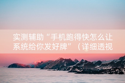 实测辅助“手机跑得快怎么让系统给你发好牌”（详细透视教程）-哔哩哔哩