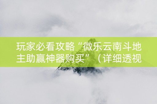 玩家必看攻略“微乐云南斗地主助赢神器购买”（详细透视教程）-哔哩哔哩