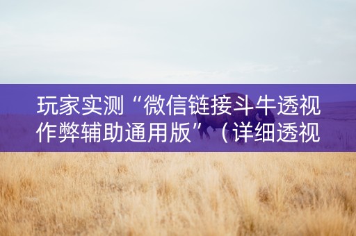 玩家实测“微信链接斗牛透视作弊辅助通用版”（详细透视教程）-哔哩哔哩