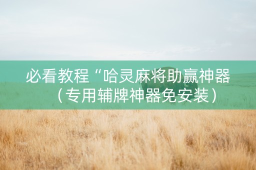 必看教程“哈灵麻将助赢神器（专用辅牌神器免安装）