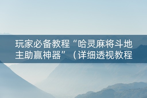 玩家必备教程“哈灵麻将斗地主助赢神器”（详细透视教程）-哔哩哔哩
