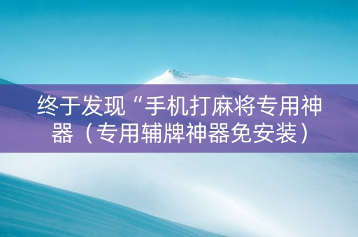 终于发现“手机打麻将专用神器（专用辅牌神器免安装）