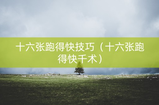 十六张跑得快技巧（十六张跑得快千术）