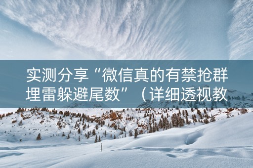 实测分享“微信真的有禁抢群埋雷躲避尾数”（详细透视教程）-哔哩哔哩