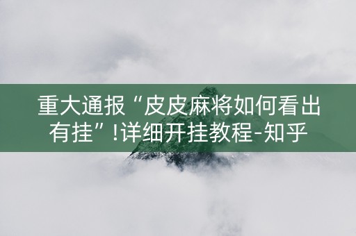 重大通报“皮皮麻将如何看出有挂”!详细开挂教程-知乎