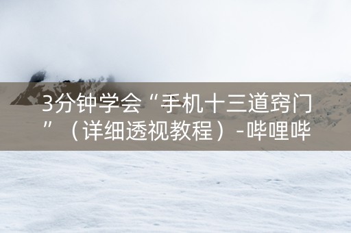 3分钟学会“手机十三道窍门”（详细透视教程）-哔哩哔哩