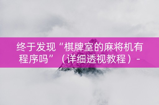 终于发现“棋牌室的麻将机有程序吗”（详细透视教程）-哔哩哔哩
