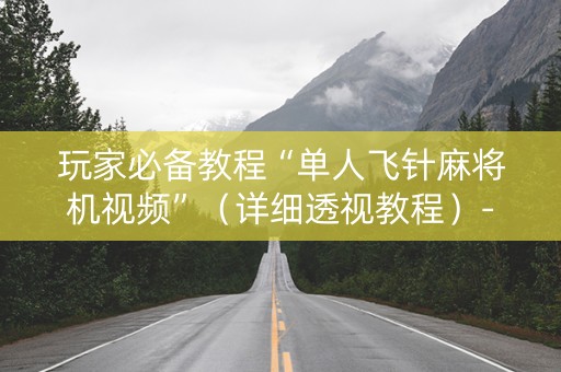 玩家必备教程“单人飞针麻将机视频”（详细透视教程）-哔哩哔哩