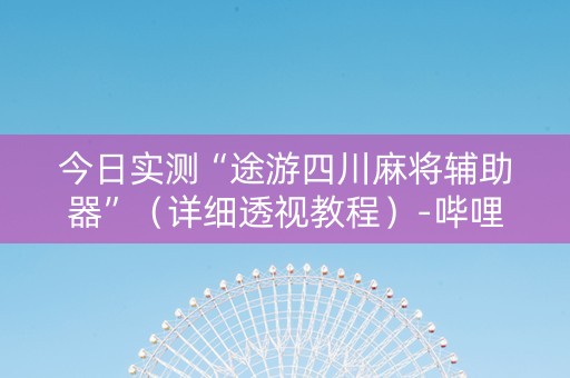 今日实测“途游四川麻将辅助器”（详细透视教程）-哔哩哔哩