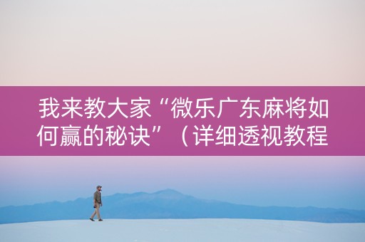 我来教大家“微乐广东麻将如何赢的秘诀”（详细透视教程）-哔哩哔哩
