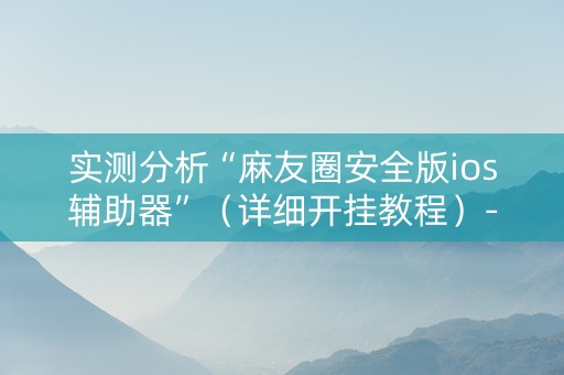 实测分析“麻友圈安全版ios辅助器”（详细开挂教程）-哔哩哔哩