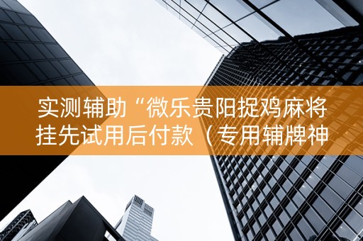 实测辅助“微乐贵阳捉鸡麻将挂先试用后付款（专用辅牌神器免安装）