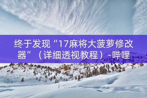 终于发现“17麻将大菠萝修改器”（详细透视教程）-哔哩哔哩