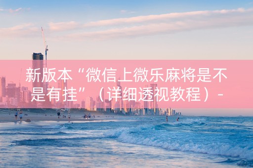新版本“微信上微乐麻将是不是有挂”（详细透视教程）-哔哩哔哩