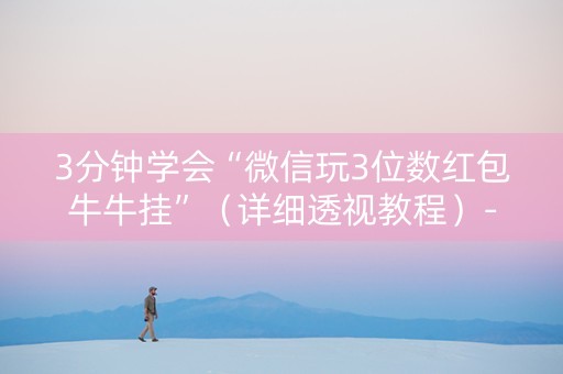 3分钟学会“微信玩3位数红包牛牛挂”（详细透视教程）-哔哩哔哩