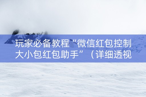 玩家必备教程“微信红包控制大小包红包助手”（详细透视教程）-哔哩哔哩