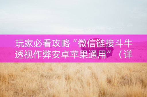 玩家必看攻略“微信链接斗牛透视作弊安卓苹果通用”（详细透视教程）-哔哩哔哩