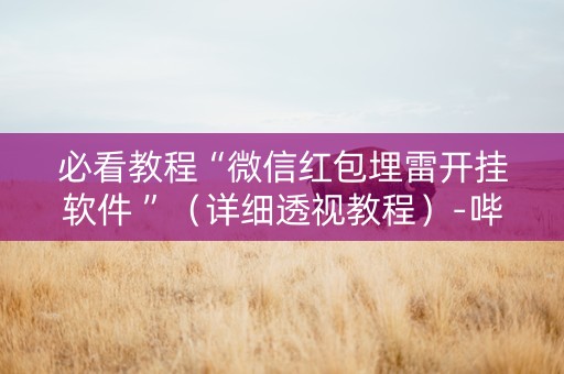 必看教程“微信红包埋雷开挂软件 ”（详细透视教程）-哔哩哔哩