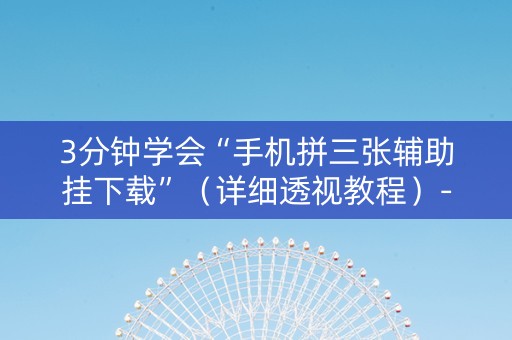 3分钟学会“手机拼三张辅助挂下载”（详细透视教程）-哔哩哔哩