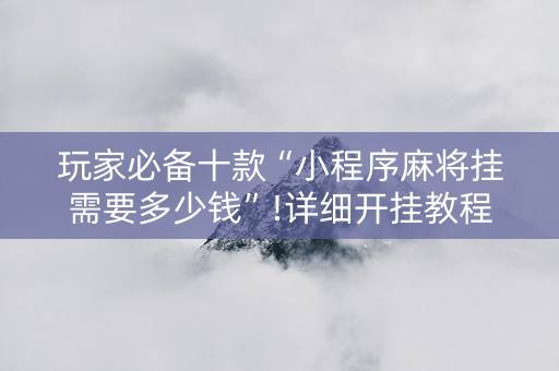 玩家必备十款“小程序麻将挂需要多少钱”!详细开挂教程-知乎