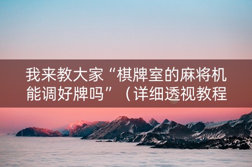 我来教大家“棋牌室的麻将机能调好牌吗”（详细透视教程）-哔哩哔哩