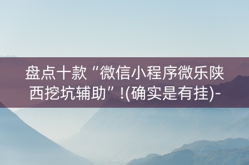 盘点十款“微信小程序微乐陕西挖坑辅助”!(确实是有挂)-知乎