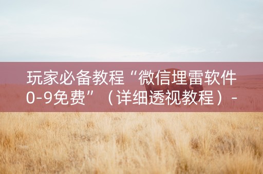 玩家必备教程“微信埋雷软件0-9免费”（详细透视教程）-哔哩哔哩