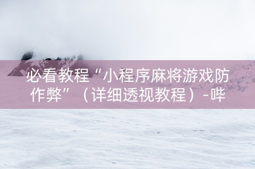 必看教程“小程序麻将游戏防作弊”（详细透视教程）-哔哩哔哩