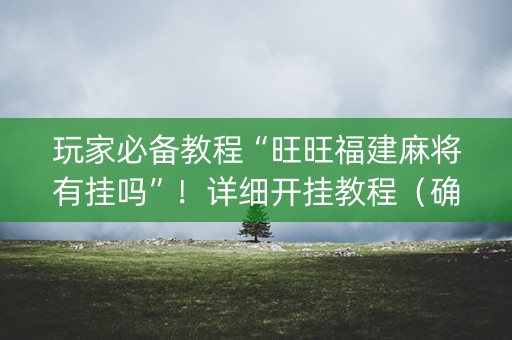 玩家必备教程“旺旺福建麻将有挂吗”！详细开挂教程（确实真的有挂)-知乎