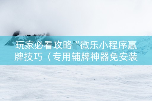 玩家必看攻略“微乐小程序赢牌技巧（专用辅牌神器免安装）