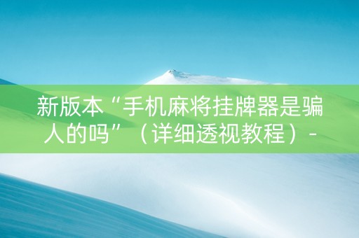 新版本“手机麻将挂牌器是骗人的吗”（详细透视教程）-哔哩哔哩