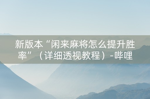 新版本“闲来麻将怎么提升胜率”（详细透视教程）-哔哩哔哩