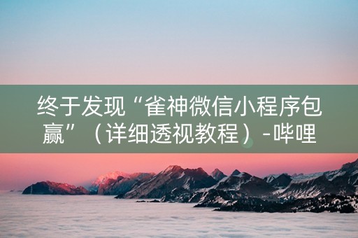 终于发现“雀神微信小程序包赢”（详细透视教程）-哔哩哔哩